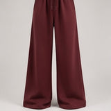 Wide-Leg Sweatpants in Burgundy