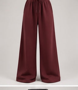 Wide-Leg Sweatpants in Burgundy