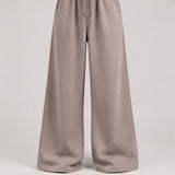 Wide-Leg Sweatpants in Taupe