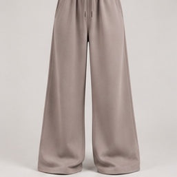 Wide-Leg Sweatpants in Taupe