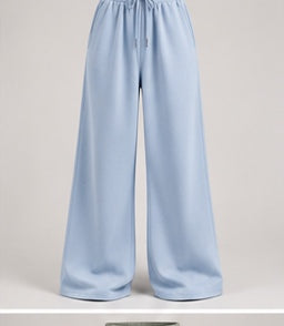 Wide-Leg Sweatpants in Light Blue