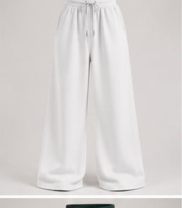 Wide-Leg Sweatpants in White