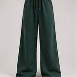 Wide-Leg Sweatpants in Forest Green
