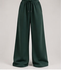 Wide-Leg Sweatpants in Forest Green