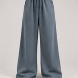 Wide-Leg Sweatpants in Slate Blue