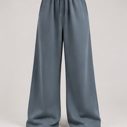 Wide-Leg Sweatpants in Slate Blue