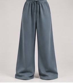 Wide-Leg Sweatpants in Slate Blue